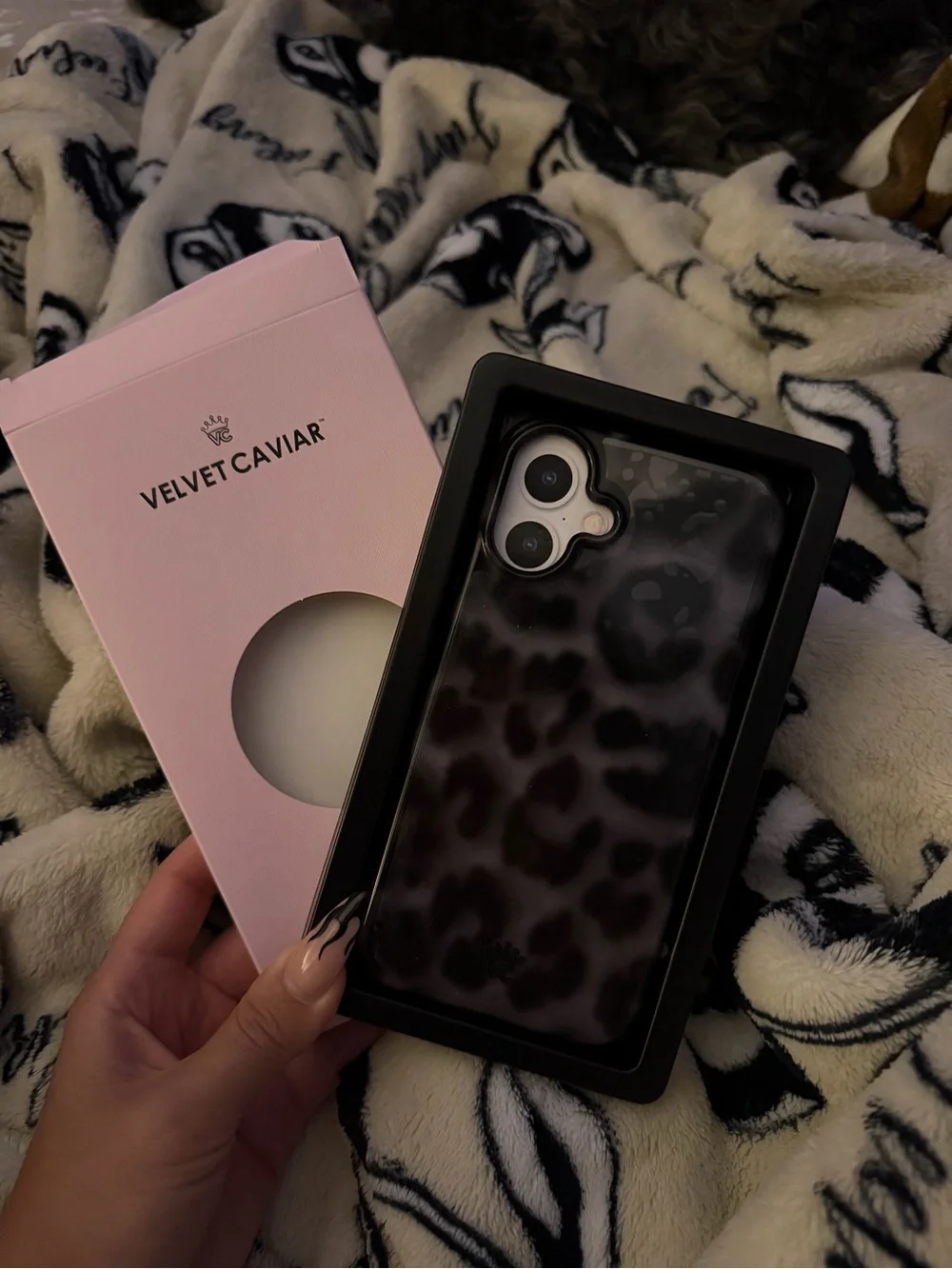 Velvet Caviar Black and Gray Leopard Print iPhone Case